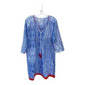 Blue & White Beach Cover up Tunic M/L